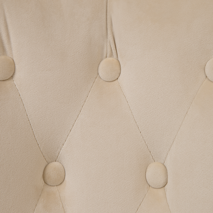 Sedia da ufficio girevole in velluto beige con bottoni regolabili in altezza