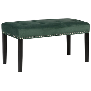 Panca rivestimento in velluto verde gambe nere 51 x 102 x 43 cm Glam
