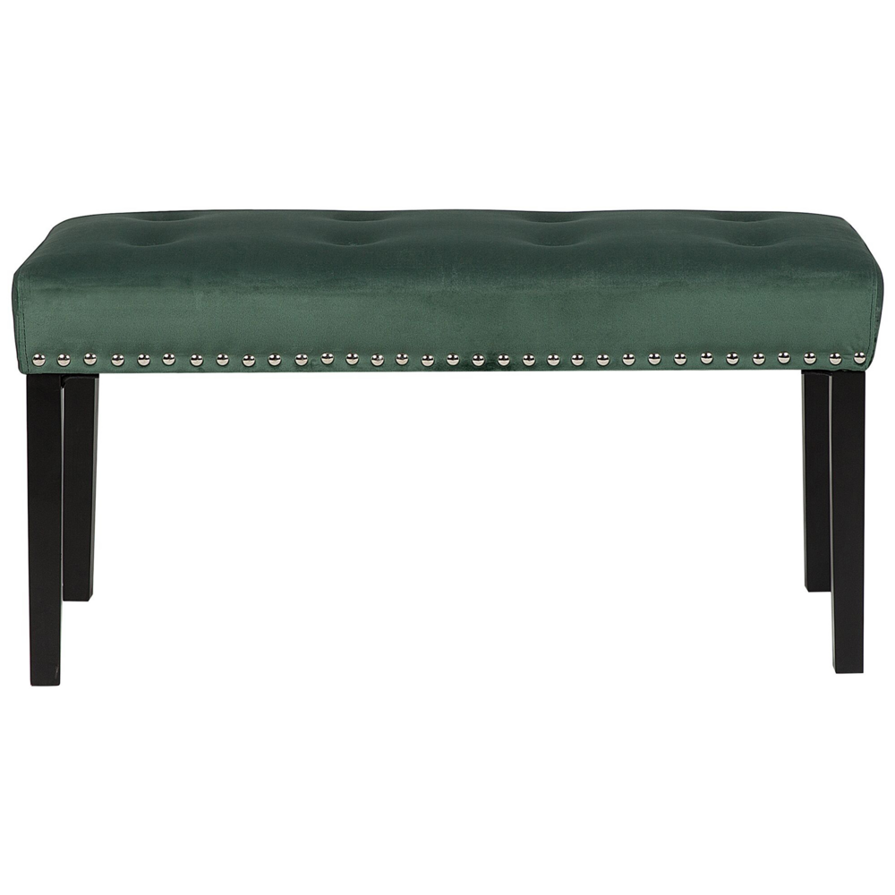 Panca rivestimento in velluto verde gambe nere 51 x 102 x 43 cm Glam