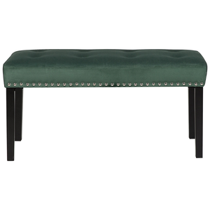 Panca rivestimento in velluto verde gambe nere 51 x 102 x 43 cm Glam
