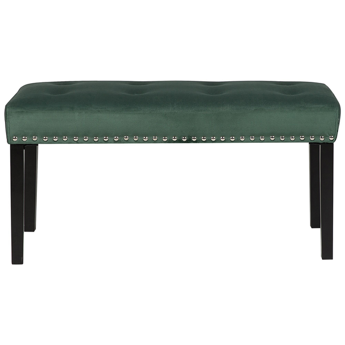 Panca rivestimento in velluto verde gambe nere 51 x 102 x 43 cm Glam