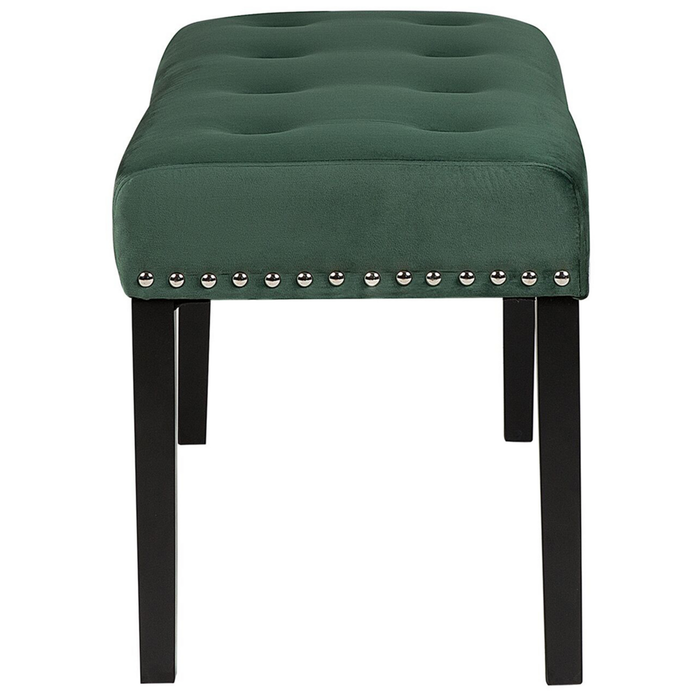 Panca rivestimento in velluto verde gambe nere 51 x 102 x 43 cm Glam