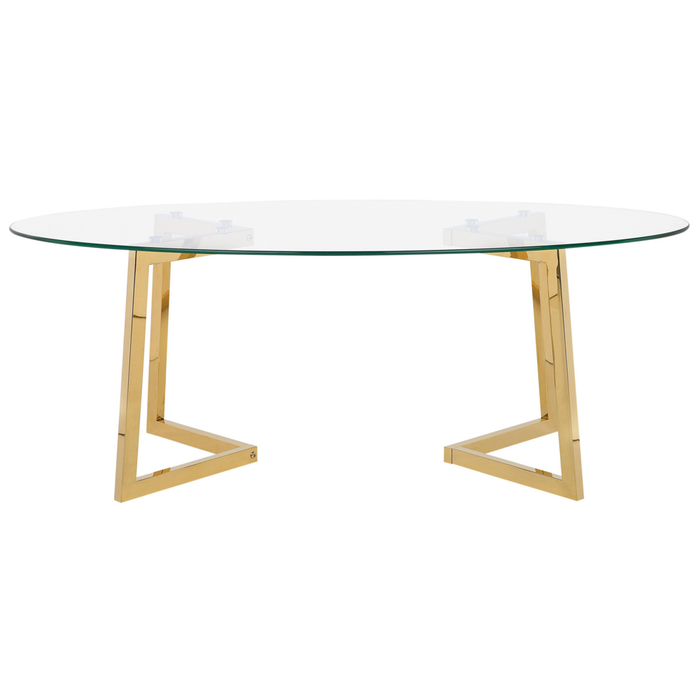 Tavolino dorato Vetro 120 x 60 cm Gambe in Metallo stile Moderno