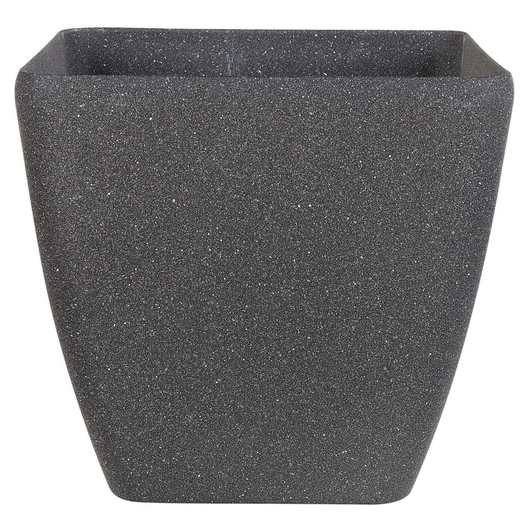 Vaso per piante fioriera in poliresina solida grigio scuro in miscela di pietra quadrata 42 x 42 cm resistente ai raggi UV