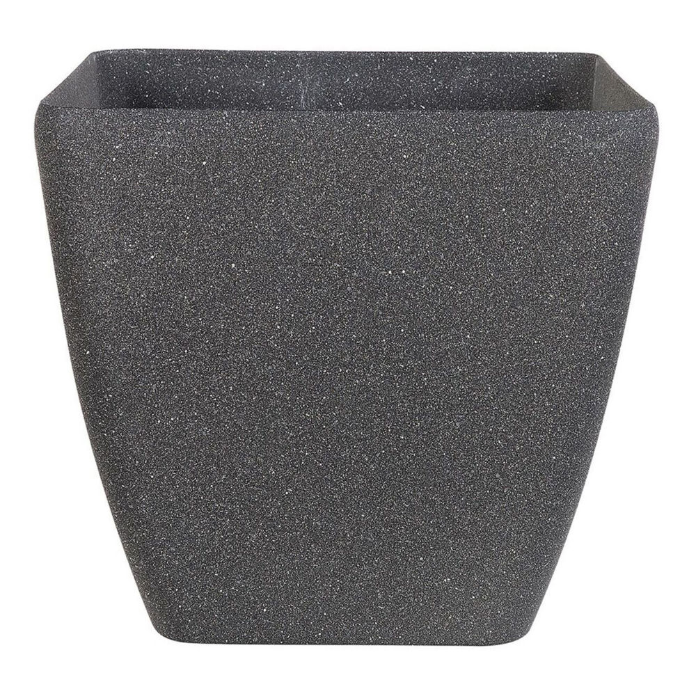 Vaso per piante fioriera in poliresina solida grigio scuro in miscela di pietra quadrata 34 x 34 cm resistente ai raggi UV