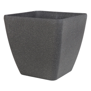 Vaso per piante fioriera in poliresina solida grigio scuro in miscela di pietra quadrata 34 x 34 cm resistente ai raggi UV