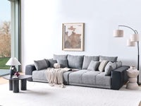 Divano con 8 cuscini Rivestimento in tessuto grigio e nero Cuscino a 4 posti con schienale