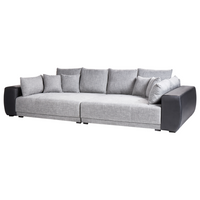 Divano con 8 cuscini Rivestimento in tessuto grigio e nero Cuscino a 4 posti con schienale