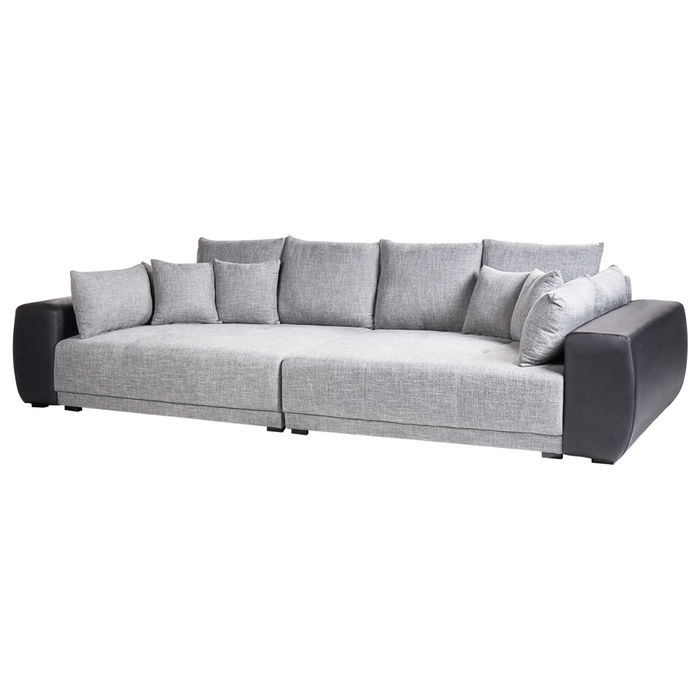 Divano con 8 cuscini Rivestimento in tessuto grigio e nero Cuscino a 4 posti con schienale