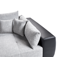 Divano con 8 cuscini Rivestimento in tessuto grigio e nero Cuscino a 4 posti con schienale