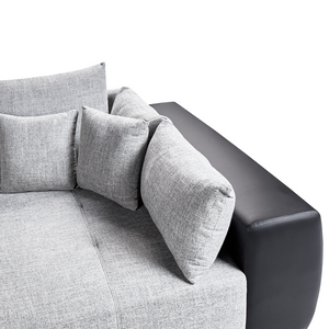 Divano con 8 cuscini Rivestimento in tessuto grigio e nero Cuscino a 4 posti con schienale
