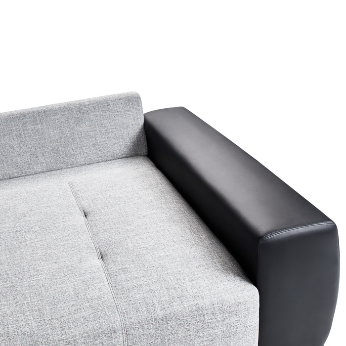 Divano con 8 cuscini Rivestimento in tessuto grigio e nero Cuscino a 4 posti con schienale