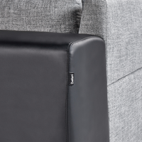 Divano con 8 cuscini Rivestimento in tessuto grigio e nero Cuscino a 4 posti con schienale