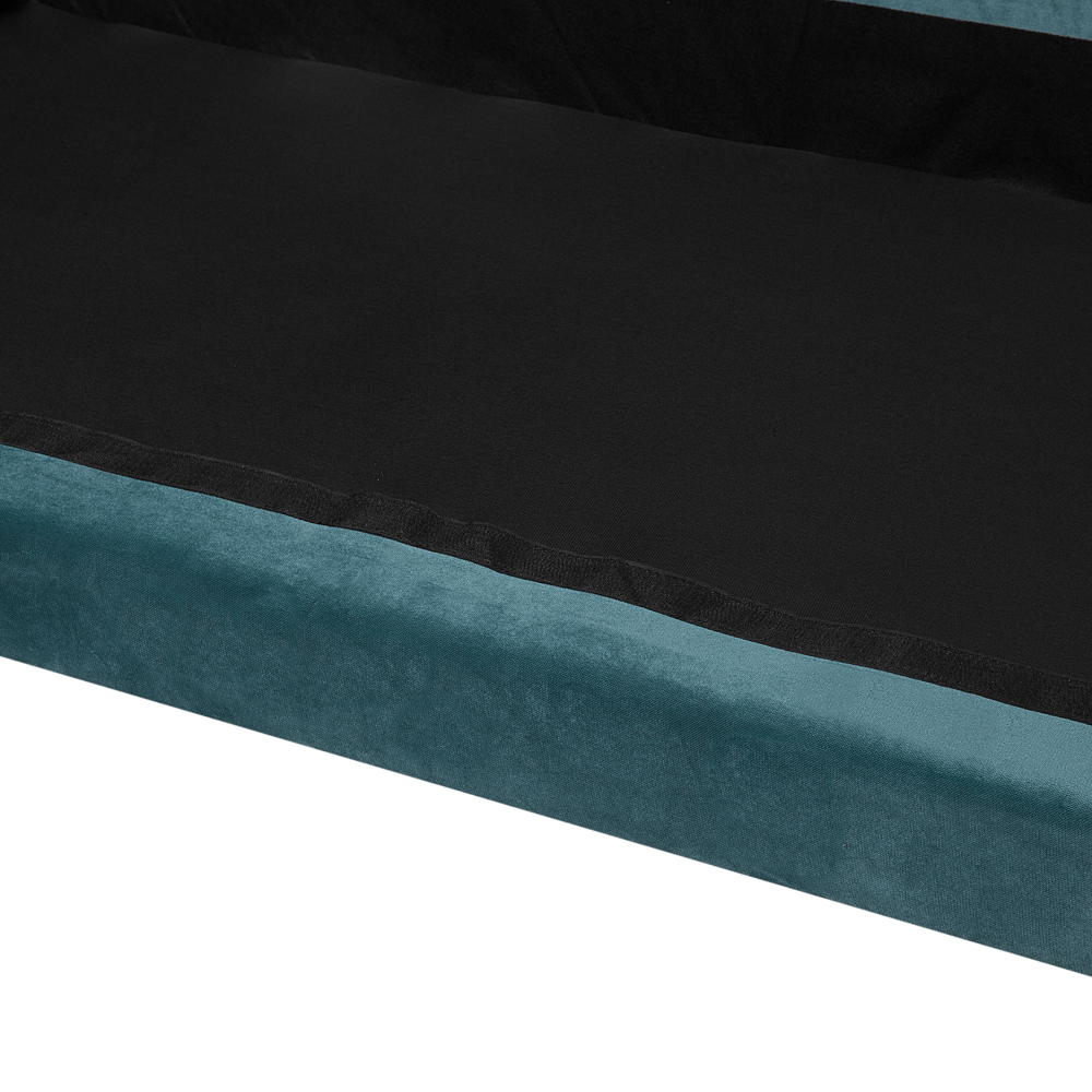 Divano con 6 cuscini Rivestimento in velluto verde smeraldo Gambe in legno chiaro 2 posti