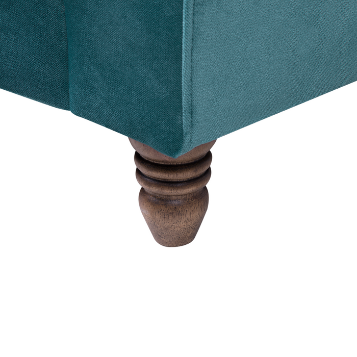 Divano con 6 cuscini Rivestimento in velluto verde smeraldo Gambe in legno chiaro 2 posti