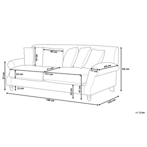 Divano con 6 cuscini Rivestimento in velluto verde smeraldo Gambe in legno chiaro 2 posti