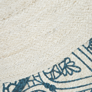 Tappeto tappetino Canapa Blu ø 120 cm Rotondo Intrecciato a Mano Oriental Boho