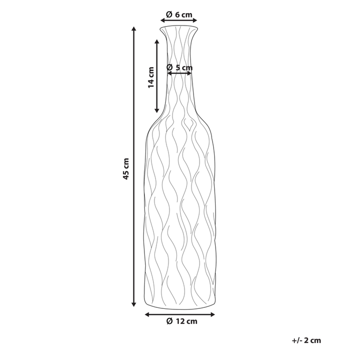 Vaso da fiori decorativo argento gres porcellanato forma bottiglia 12 x 45 cm stile modern glam