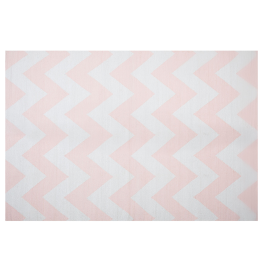 Tappeto tappetino Tappeto Tessuto Poliestere Rosa e Bianco Motivo Chevron Rettangolare 140 x 200 cm