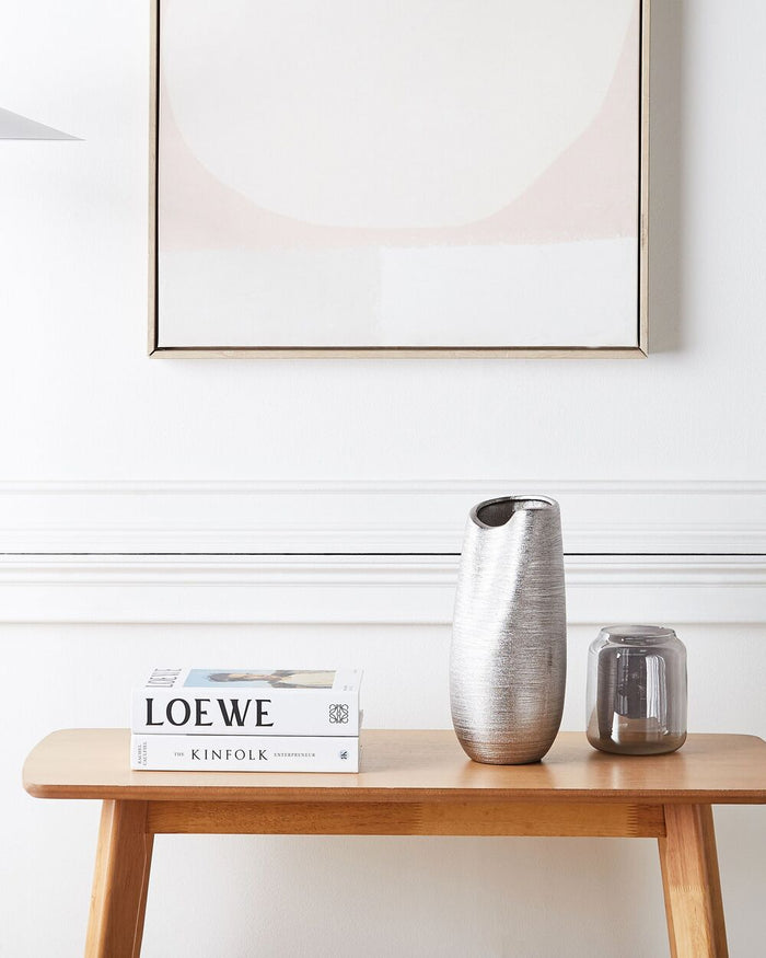 Vaso da Tavolo Decorativo Argento gres porcellanato 32 cm Glam stile moderno