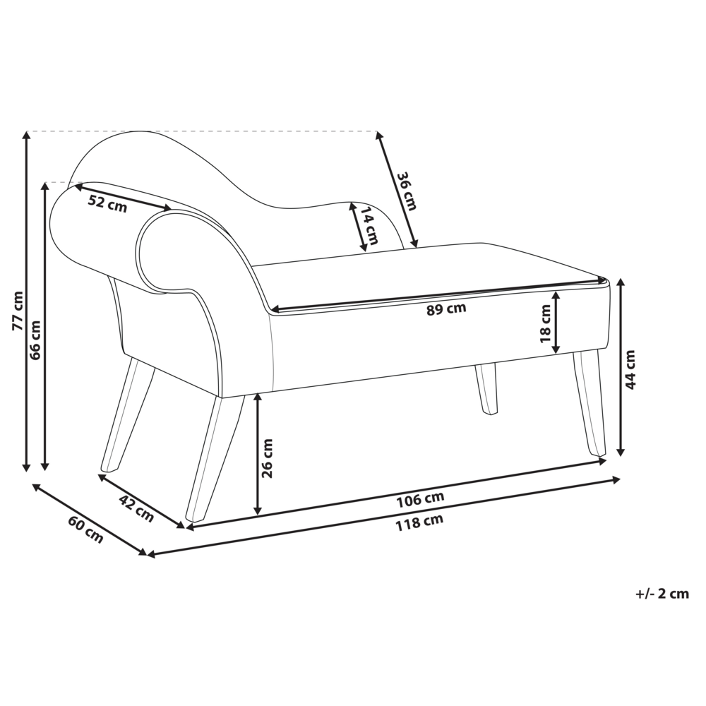 Chaise longue Taupe Rivestimento in Velluto Gambe in Legno Scuro versione sinistra Retro