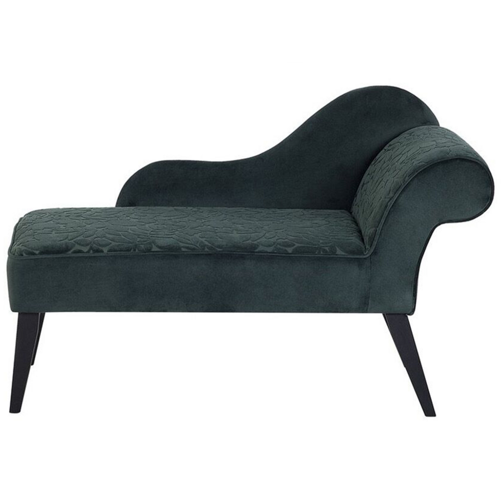 Chaise longue Verde Rivestimento in Velluto Gambe in Legno Scuro versione destra Retro