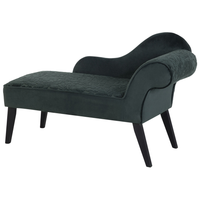 Chaise longue Verde Rivestimento in Velluto Gambe in Legno Scuro versione destra Retro