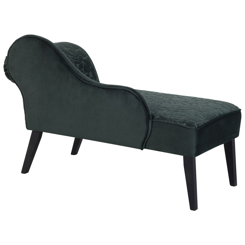Chaise longue Verde Rivestimento in Velluto Gambe in Legno Scuro versione destra Retro