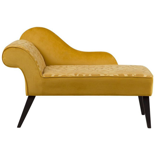 Chaise longue Rivestimento in Tessuto Giallo Gambe in Legno Scuro versione sinistra Stile Glam