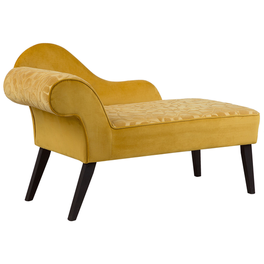Chaise longue Rivestimento in Tessuto Giallo Gambe in Legno Scuro versione sinistra Stile Glam
