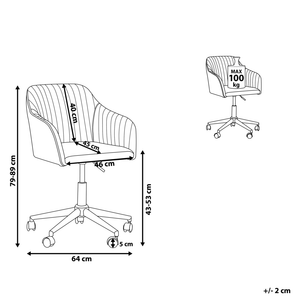 Sedia da ufficio girevole in velluto di colore blu regolabile in altezza