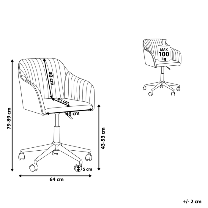 Sedia da ufficio girevole in velluto di colore blu regolabile in altezza