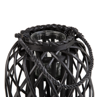Lanterna in legno di salice Nero e vetro 30 cm per interni ed esterni scandinavi