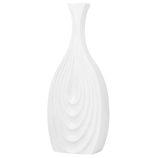 Vaso da Tavolo Decorativo Porcellana Bianca Superficie Intagliata Forma Irregolare 39 cm