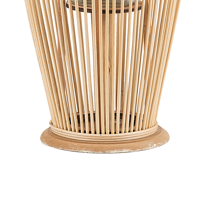 Lanterna leggera in legno di bambù e vetro 84 cm Portacandele intrecciato per interni ed esterni Boho scandinavo