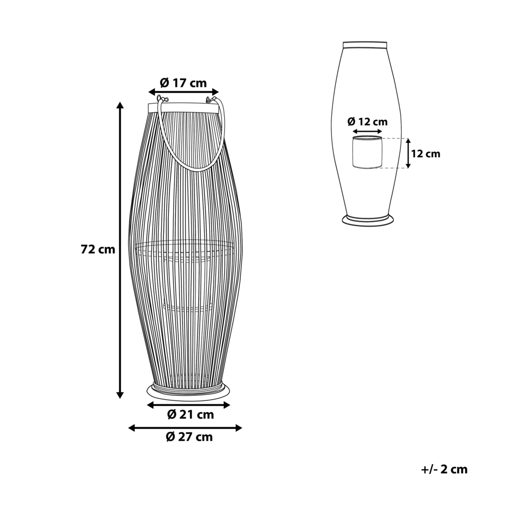 Lanterna Salice Nero 72 cm Boho accessorio decorativo stile moderno
