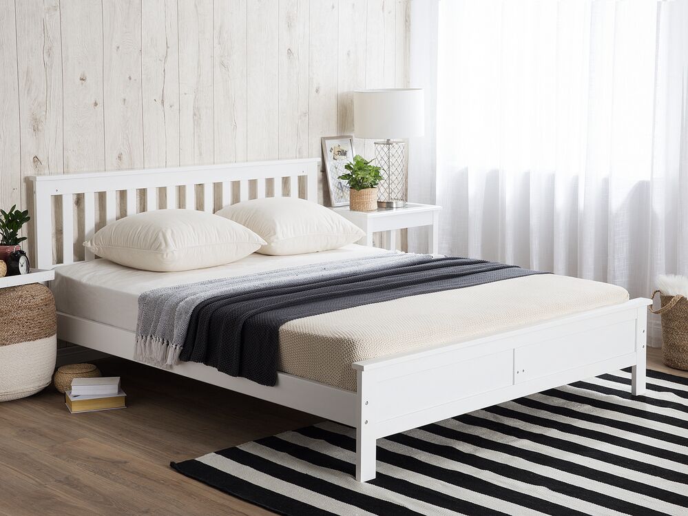 Letto in legno di pino bianco 180 x 200 cm in stile scandinavo