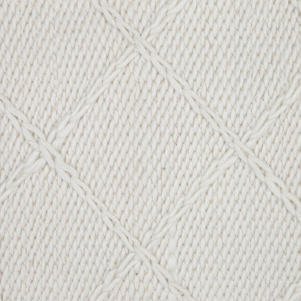 Tappeto tappetino Lana Bianco Sporco con Cotone 140 x 200 cm Rettangolare Intrecciato a Mano Motivo Geometrico Boho