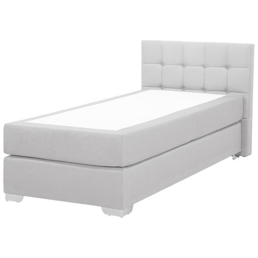 Letto continentale singolo da 90 x 200 in tessuto grigio con materasso contemporaneo
