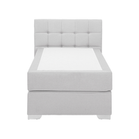 Letto continentale singolo da 90 x 200 in tessuto grigio con materasso contemporaneo