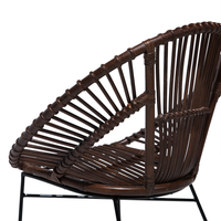 Poltrona in rattan Vimini marrone Gambe in metallo Nero Papasan Soggiorno Sala da pranzo