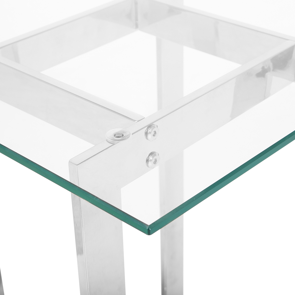 Tavolino Chiaro Trasparente Argento Quadrato Piano Tavolo In Metallo Base In Metallo Design Moderno