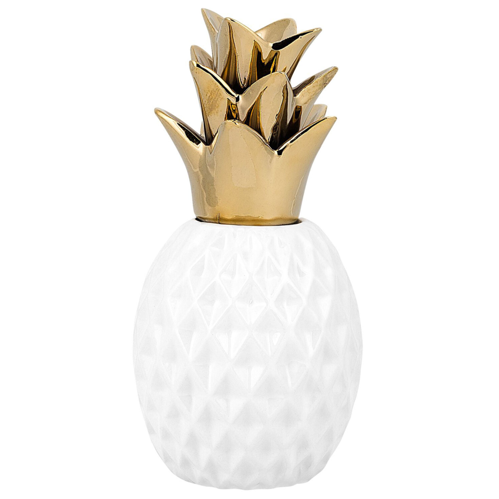 Statuetta decorativa in ceramica bianca con statuetta di ananas ornamento in stile glamour accessori per la decorazione