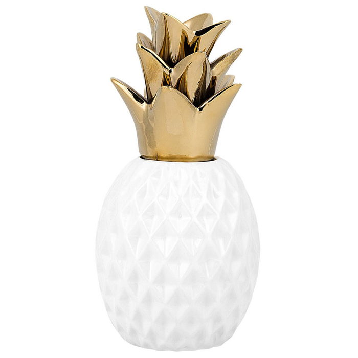Statuetta decorativa in ceramica bianca con statuetta di ananas ornamento in stile glamour accessori per la decorazione