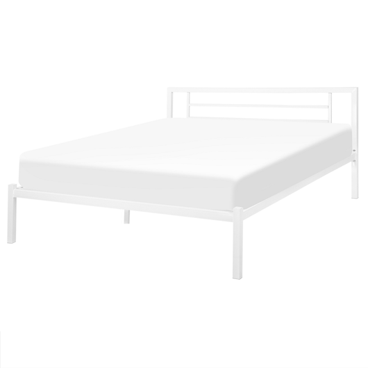 Letto in metallo bianco 160 x 200 cm doghe in legno massello industriale minimalista