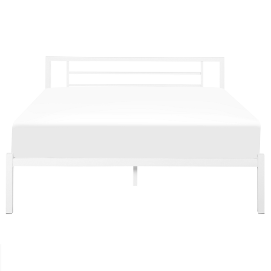 Letto in metallo bianco 160 x 200 cm doghe in legno massello industriale minimalista
