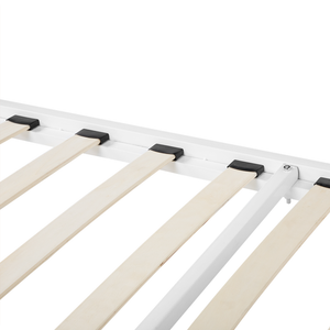 Letto in metallo bianco 160 x 200 cm doghe in legno massello industriale minimalista