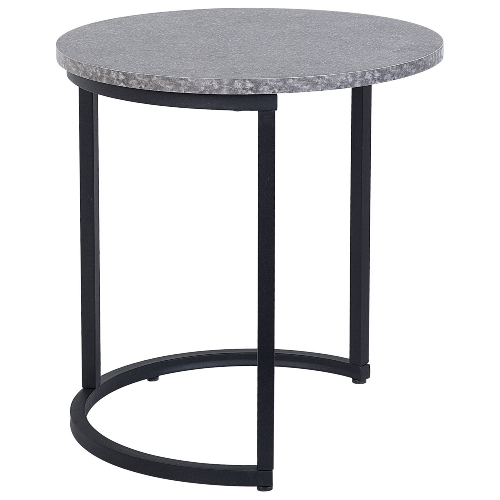 Set di 2 Tavolini Piano Effetto Cemento Scuro Struttura in Metallo