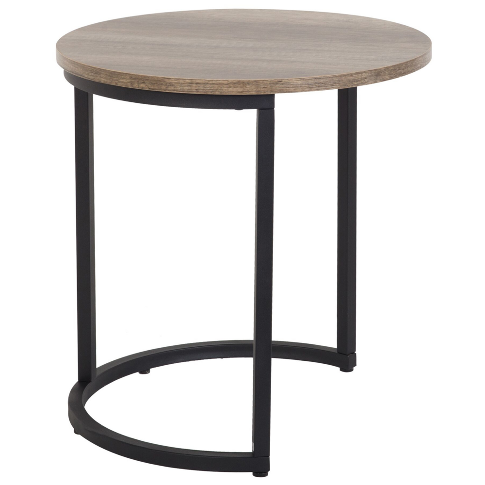 Nido di tavoli in 2 pezzi base in metallo MDF effetto legno scuro stile industriale