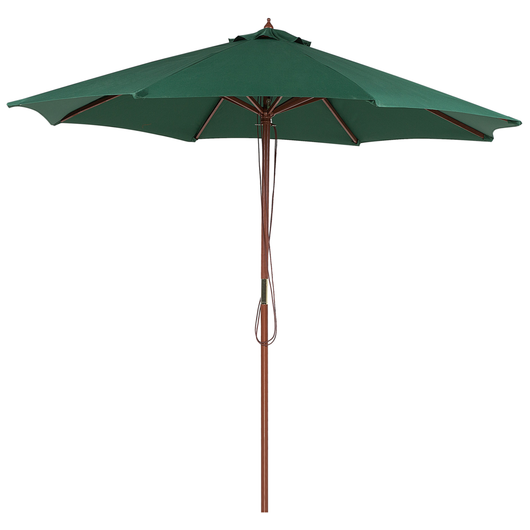 Ombrellone da Giardino Tessuto Verde ø 270 x 254H cm Palo Betulla Pieghevole Esterno Moderno